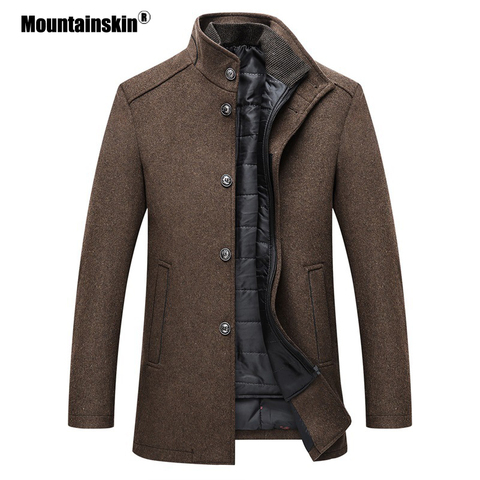 Mountainskin-Chaqueta de lana para hombre, abrigo cálido de ajuste grueso delgado con chaleco ajustable, chaquetas de lana para hombre, ropa de marca SA857 ► Foto 1/6