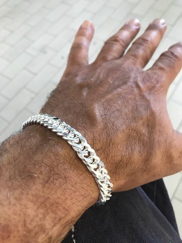 Pulsera de plata de ley 925 con cadena para hombre y mujer, brazalete de 10mm, para regalo de marido ► Foto 1/6