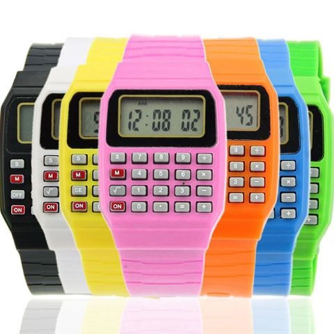 Fad-Reloj de silicona con fecha para niños, calculadora electrónica multiusos, reloj de pulsera ► Foto 1/6