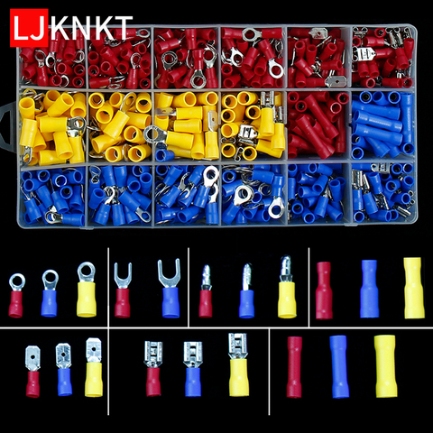 Caja de terminales planas de crimpado, kit de conector rápido de horquilla aislada, anillo distribuidor eléctrico, kit de cable híbrido, carro de alambre, 1,25/2/5, 5 ► Foto 1/6