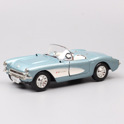 Chevrolet Corvette Chevy Vette Sting Ray Diecast y vehículos, modelo vintage 1957 a escala 1:24, juguetes de metal para niños ► Foto 1/6