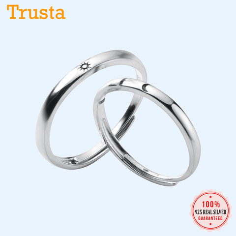 Trustdavies-Anillo de boda para hombre y mujer, sortija de Luna y sol para amantes de la pareja, joyería de plata de ley 100% 925, venta al por mayor, DA382, S925 ► Foto 1/5