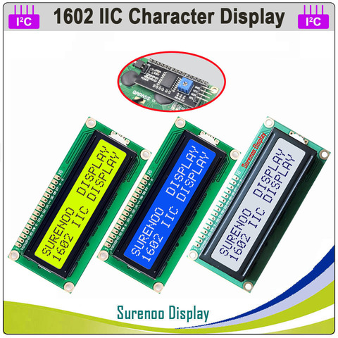 Serie de la CII/I2C/TWI 1602, 162 16*2 caracteres LCD Módulo de pantalla amarillo verde azul con luz de fondo para Arduino ► Foto 1/5
