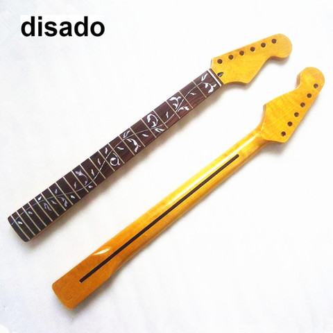 Disado 21 22 trastes incrustaciones Árbol de la vida guitarra eléctrica de arce cuello amarillo brillante pintura piezas accesorios para guitarra al por mayor ► Foto 1/4