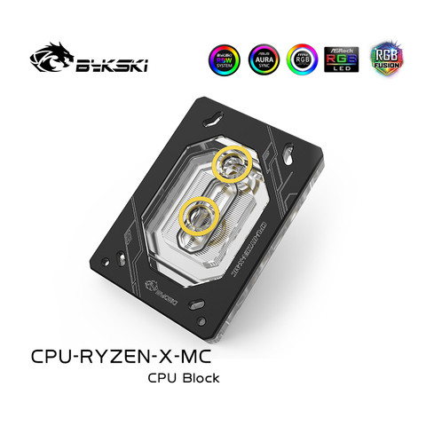 Bykski de radiador de refrigeración por agua de CPU de uso para AMD Ryzen ThreadRipper AM2/AM3/AM4/TR4/1950X luz RGB de luz AURA radiador bloque ► Foto 1/6