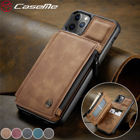 Funda de cuero con cremallera para teléfono móvil inteligente, cartera con cremallera para iPhone 12 11 Pro XS Max SE 2022 8 7 Plus, Samsung Note 20 Ultra S20 S10 S9 A51 A71 ► Foto 1/6