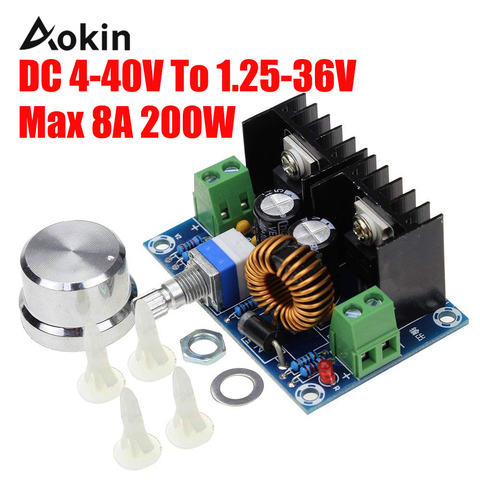 Max 8A 200 W DC-DC convertidor Buck de reducción DC Para la fuente de alimentación de CC XL4016 4-40 PWM Ajustável V 1,25-36 V de Módulo de placa ► Foto 1/6