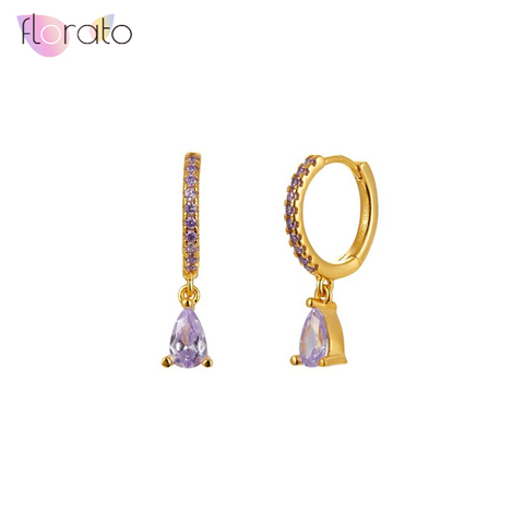 Minimalista de Plata de Ley 925 pendientes de aro pequeño para las mujeres negro cristal pendientes de circonita de moda joyería 2022 ► Foto 1/6