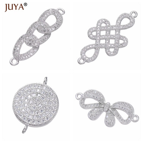 Accesorios de conector de circonita de cobre de la serie de lujo Juya para joyería fabricación artesanal collares pulseras pendientes dijes bisuteria para hacer joyas material para bisuteria ► Foto 1/6