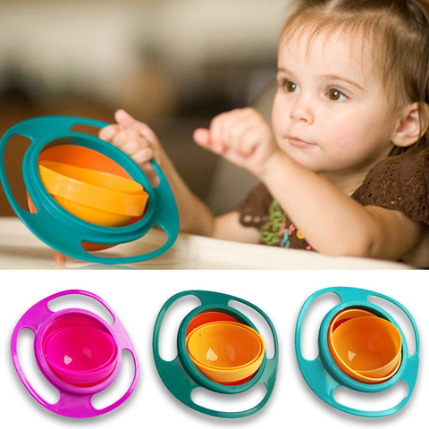 Tazón universal tipo Gyro a prueba de derrames para niños, plato giratorio infantil con diseño, práctico con rotación de 360 grados, platos de alimentación sólidos ► Foto 1/6