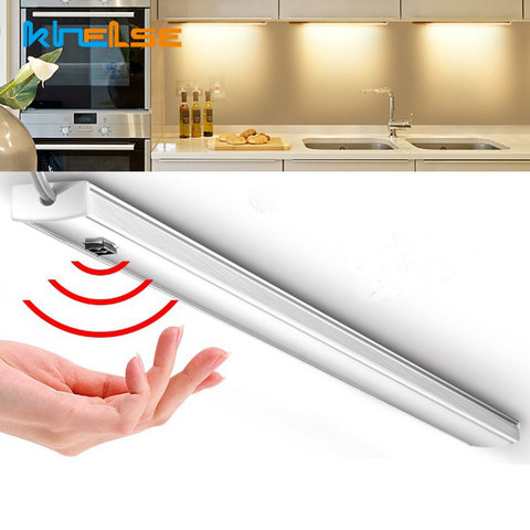 Sensor de movimiento de ola de mano luz LED para armario tenue cocina Decoración LED Barra de noche lámpara 30cm 50cm tira Led dormitorio luz armario ► Foto 1/6