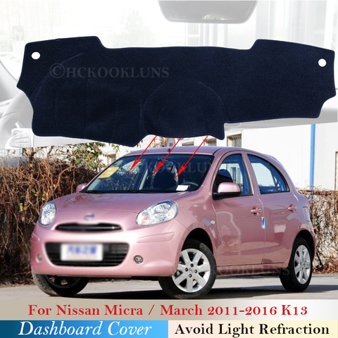 Cubierta protectora para salpicadero de Nissan Micra, March K13, 2011, 2012, 2013, 2014, 2015, accesorios, tablero, Alfombra de sombrilla ► Foto 1/6