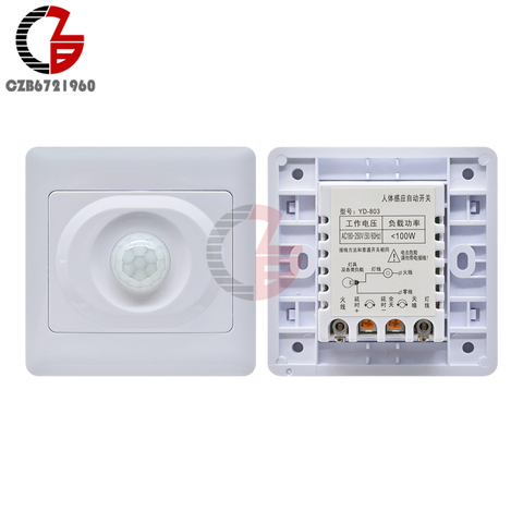 AC 110V 220V LED PIR interruptor Sensor de movimiento infrarrojo IR humanos de detectar Sensor de interior al aire libre en interruptor de la luz ► Foto 1/6