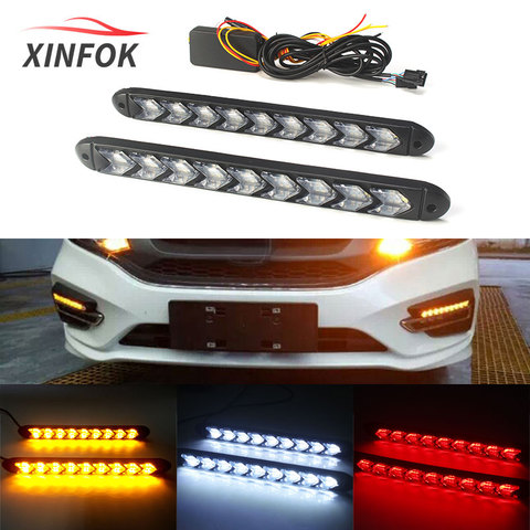 2x impermeable coche led Switchback LED luz diurna Faro de ojo DRL lámpara dinámica de freno secuencial señal de giro Luz de circulación diurna ► Foto 1/6