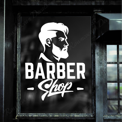 Pegatinas de pared de tienda de barbería, papel tapiz autoadhesivo extraíble para murales de salón de belleza, vinilo, barbería y ventana, 4549 ► Foto 1/5