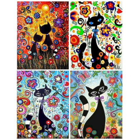 Pintura por número de cuadros de gatos de dibujos animados para niños, pintura acrílica, marcos de fotos, decoración para el hogar, Kit Diy de 40x50cm ► Foto 1/6