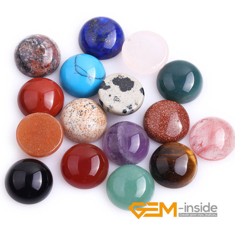 Cuentas de piedra Natural para cabujones, 4, 6, 8, 10, 12mm, lapislázuli, ágatas, Ojos de Tigre, perlas de cornalina para joyería DIY, 5 uds. ► Foto 1/6