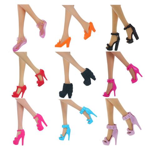 Zapatos de moda Casual diario estilo mixto sandalias coloridas tacones altos vestido ropa DIY para accesorios de muñeca Barbie regalos Juguetes ► Foto 1/6