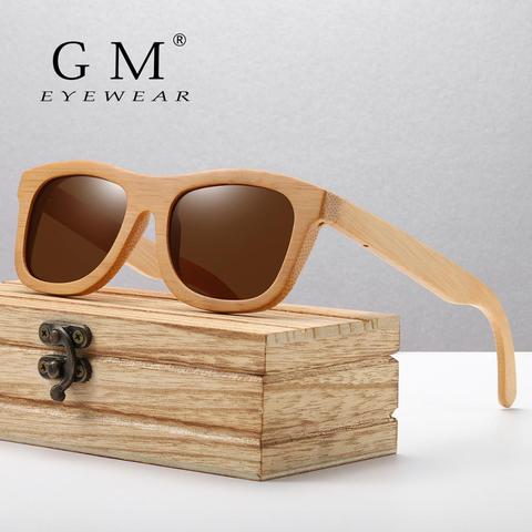 GM Vintage de bambú gafas de sol de madera hecho a mano polarizadas espejo gafas de moda deporte gafas en caja de madera ► Foto 1/6