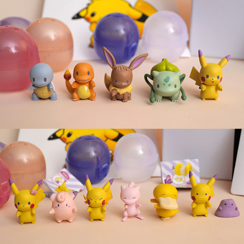 5-6 unids/set nuevo Pikachu fila de estaciones de ornamentos colección cápsula muñecas juguete de acción figuras en miniatura de juguete para los niños ► Foto 1/6