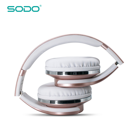 SODO-auriculares plegables por Bluetooth V5.0 con micrófono, soporta tarjeta TF, estéreo Hifi, MH1, 2 en 1 ► Foto 1/6