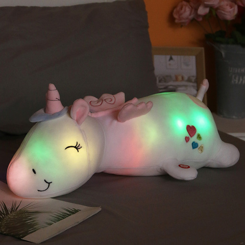 Peluche de unicornio con luz LED brillante, 60CM, Animal luminoso, almohada, muñecos de peluche para niños, regalos de navidad ► Foto 1/6