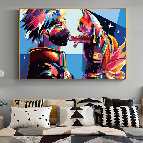 Naruto Kakashi-pósteres e impresiones de Pintura Anime en lienzo con dibujos animados, imágenes artísticas de pared para decoración del hogar, habitación de Chico, Cuadros ► Foto 1/6