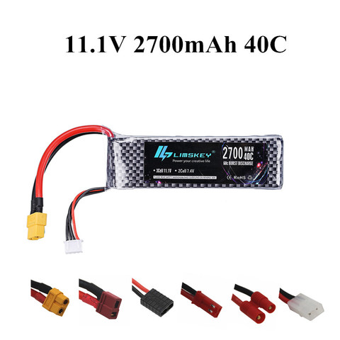 Batería LiPo de 11,1 V para coche de control remoto, avión, helicóptero de alta potencia, 11,1 v, 2700mAh, 3S, accesorios de juguetes, enchufe XT60, 803496 ► Foto 1/5