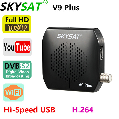 SKYSAT V9 Plus super mini DVB-S2 recibidor compatible con Biss WiFi 3G USB PVR CS Set Top Box v9plus ► Foto 1/6