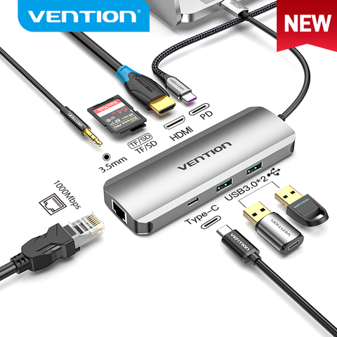 Vention USB C Hub USB tipo C 3,1 a 4K HDMI RJ45 PD USB 3,0 adaptador de OTG Dock para MacBook Pro 2022 Huawei Mate 30 PC USB HUB ► Foto 1/6