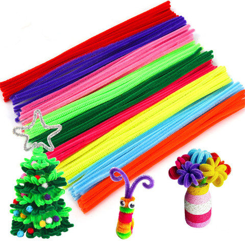 100 Uds 30cm tallos de Chenille brillo limpiador de tuberías s de los niños de peluche de juguete colorido educativo limpiador de tuberías juguetes artesanía de bricolaje hecha a mano suministros ► Foto 1/6