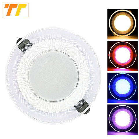 Luz descendente LED para interiores, lámpara empotrada redonda de 5W, 7W, 9W, 12W, y 3W 15W, en 3 colores, blanco, azul, rojo, morado, para dormitorio y sala de estar ► Foto 1/6