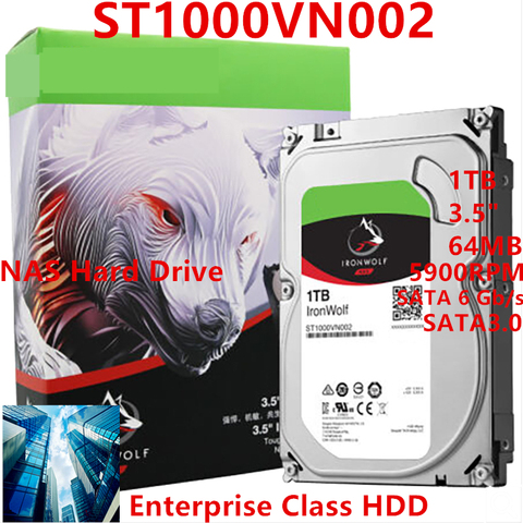 IronWolf-Nuevo disco duro para Seagate, HDD interno para clase empresarial ST1000VN002, 1TB, 3,5 pulgadas, SATA, 6 Gb/s, 64MB, 5900RPM ► Foto 1/5