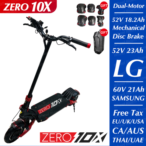 ZERO 10X-Patinete eléctrico de doble motor, patinete eléctrico de 65 km/h de doble conducción, de alta velocidad, de 10 pulgadas, 52 V, 2000 W, todoterreno ► Foto 1/6