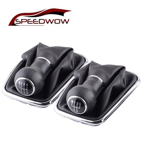 SPEEDWOW 5/6 velocidad perilla de palanca de cambios Gaitor bota de cuero de la PU para Volkswagen VW 2003-2008 Golf 4 IV MK4 GTI R32 Jetta ► Foto 1/6