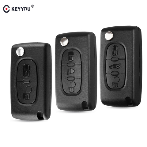 Funda para llave remota KEYYOU para Peugeot 207 307 308 407 607 807 para Citroen C2 C3 C4 C5 C6 carcasa plegable para llave de coche con tapa 2/3/4 botones ► Foto 1/5