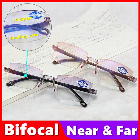 Gafas de lectura bifocales TR90, lentes de plástico para presbicia, antirayos azules, aumento de corte de diamante, Multifocal, Ultra 2022, baratas ► Foto 1/6