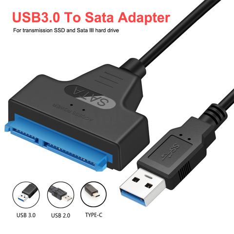Cable USB SATA 3 adaptador a USB 3,0, hasta 6 Gbps, compatible con disco duro externo SSD HDD de 2,5 pulgadas, 22 pines Sata III A25 ► Foto 1/6