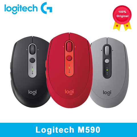 Logitech M590 inalámbrico mudo ratón Bluetooth 2,4 GHz unificador de modo Dual de 1000 DPI Multi-dispositivo óptico silencioso de ratón PC ratones ► Foto 1/6