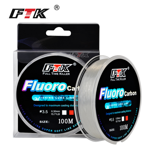 FTK 100m de fluorocarbono sedal de Señuelos de Pesca 4,13-34.32LB de fibra de carbono líder Pesca con mosca línea Super suave línea de Pesca ► Foto 1/6