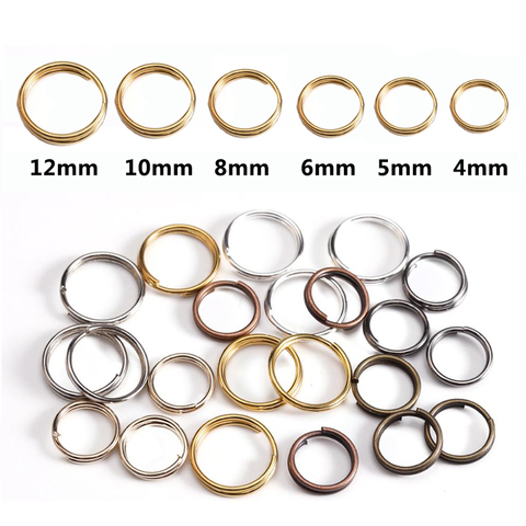 200 unids/lote 4 6 8 10 12 mm anillos de salto abiertos doble bucles Color oro plata anillos divididos conectores para hacer joyas suministros DIY ► Foto 1/6