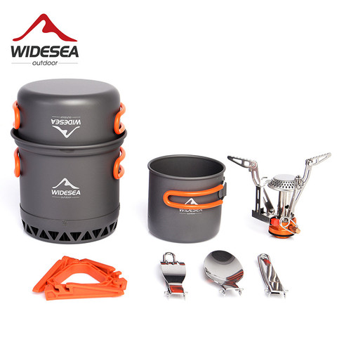 Widesea-utensilios de cocina ultraligeros para acampar, juego de ollas con quemador de Gas, cocina vitrocerámica, viaje al aire libre, cuchara y tenedor, cuchillo para Picnic ► Foto 1/6