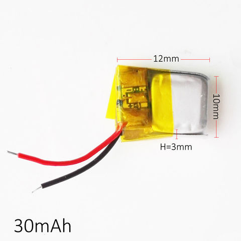 3,7 V 30mAh 301012 polímero de litio lipo batería recargable celdas de iones de litio para MP3 bluetooth Altavoz bluetooth auriculares video pluma ► Foto 1/6