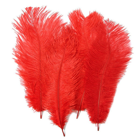 10 unids/lote plumas de avestruz rojas para fabricación de joyas 15-70cm/6-28 
