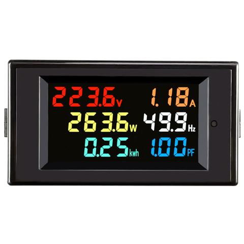 Medidor de frecuencia de energía eléctrica LCD, monitor de CA 6 en 1, 110V, 220V, 380V, 100A, con factor de corriente de voltaje activo KWH, LCD digital ► Foto 1/6