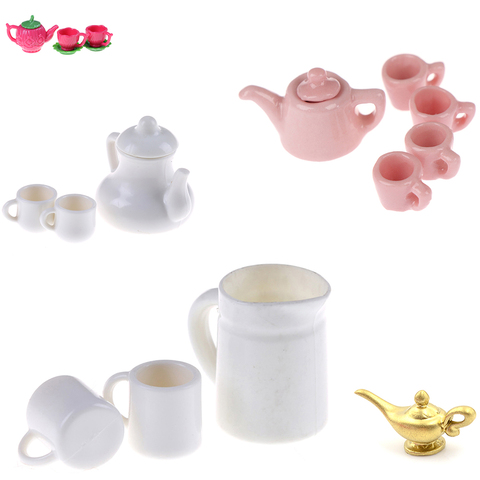 1:12 vajilla, tetera, tazas de café, platillo, plato, juego de té, olla, decoración de cocina, casa de muñecas en miniatura, regalo de Navidad, accesorios para muñecas ► Foto 1/6