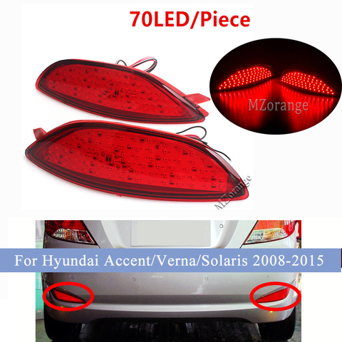 Para Hyundai acento Verna Brio Solaris 2008-2015 parachoques trasero Reflector luz de freno rojo lente LED Bombilla coche advertencia niebla lámpara ► Foto 1/6