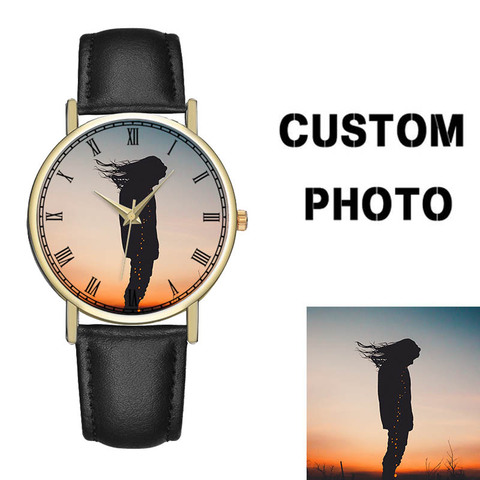 B-0000-reloj personalizado para hombre y mujer, reloj de imagen en blanco, personalizado, con foto, imagen, texto ► Foto 1/6