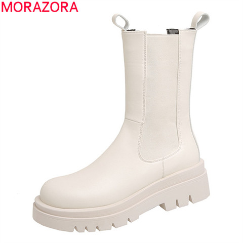 MORAZORA de gran tamaño 33-42 mujer botas tacones cuadrados botas Chelsea simple zapatos de mujer Otoño Invierno sólido botines de color ► Foto 1/6