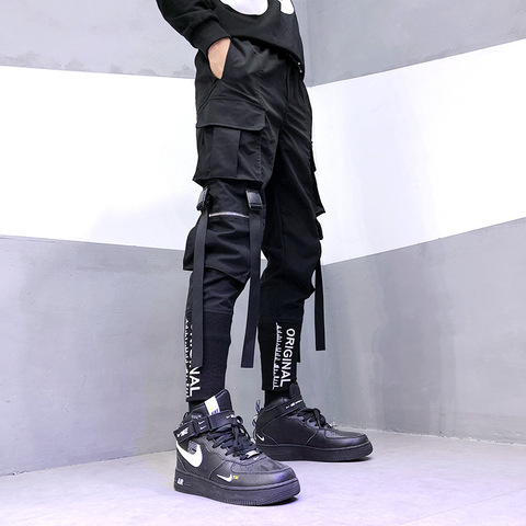 Pantalones de moda japonesa para hombre, ropa de calle estilo Harajuku, con bolsillos de cinta, para correr, estilo Hip Hop, 2022 ► Foto 1/6